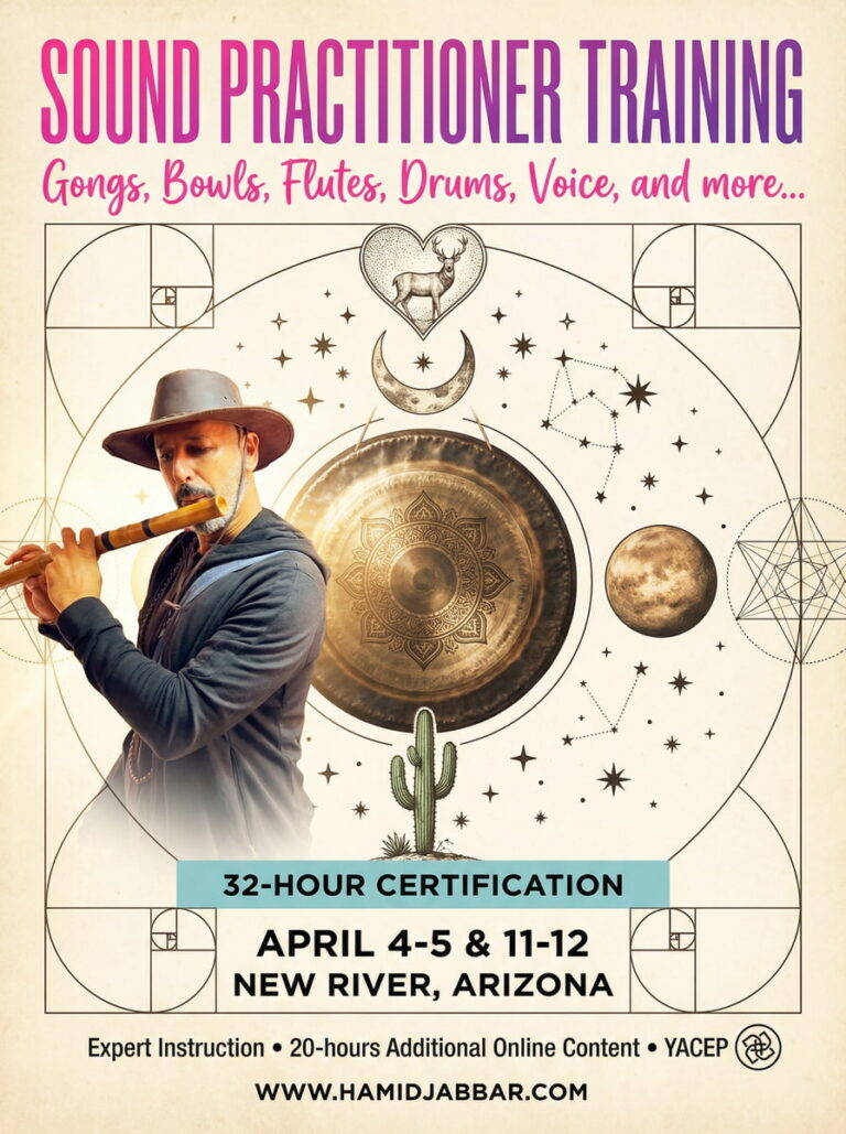 Flier for Sound Practitioner Training, April 4, 5, 11 and 12 in New River, Arizona